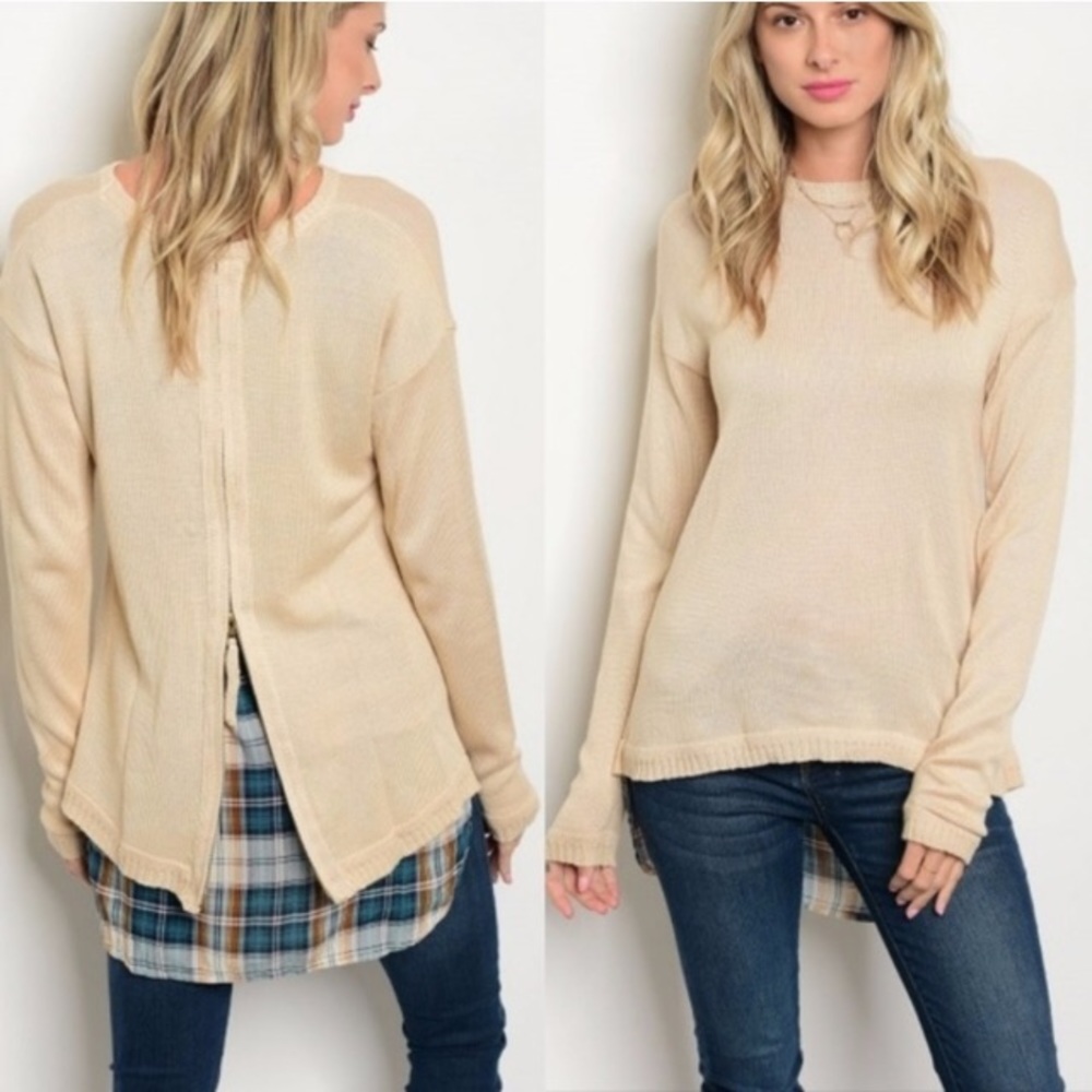 Zip Back Spliced Sweater